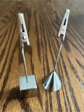 Crate Barrel Set 2 Desktop Mini Note Clip Photo Holders Alligator Clips
